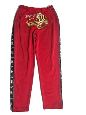 A Bathing Ape Bape Tiger Jersey Pants Size Large Red